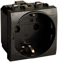 Розетка с заземлением для кабель-канала DKC Brava 1-м. 2 мод. шторки. черный картинка